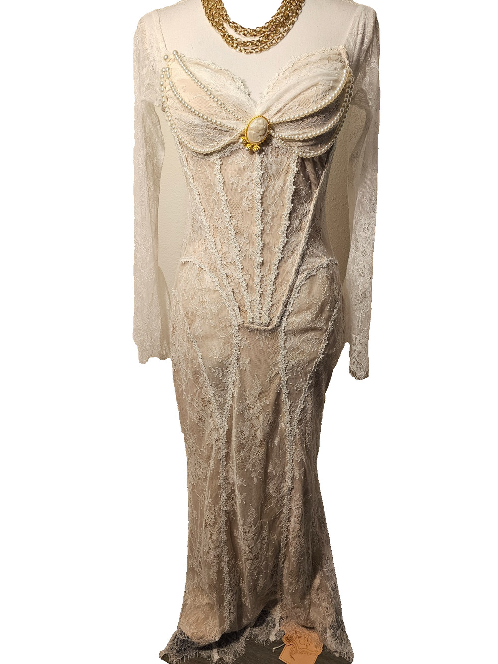 Lacemade Womens Wings of Losie Corset Dress Corset Dress Pink Ivory, Size 8 (XL)